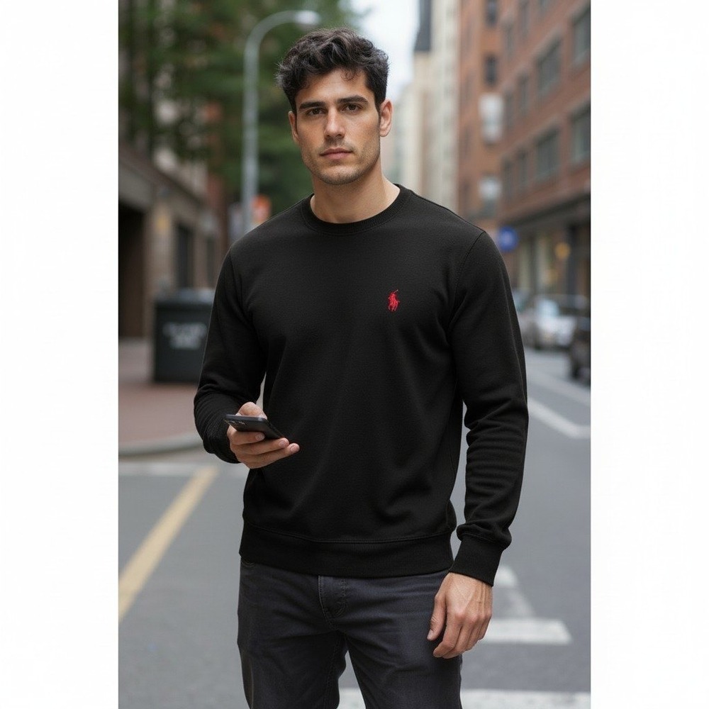 Polo Ralph Lauren Mens Black Waffle Knit Thermal Long Sleeve Sleepwear Shirt L